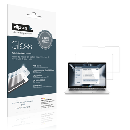 Klare Displayschutzfolie von dipos passend für Dell Pro 13 Plus 2in1, 9H kratzfest und blasenfrei montiert