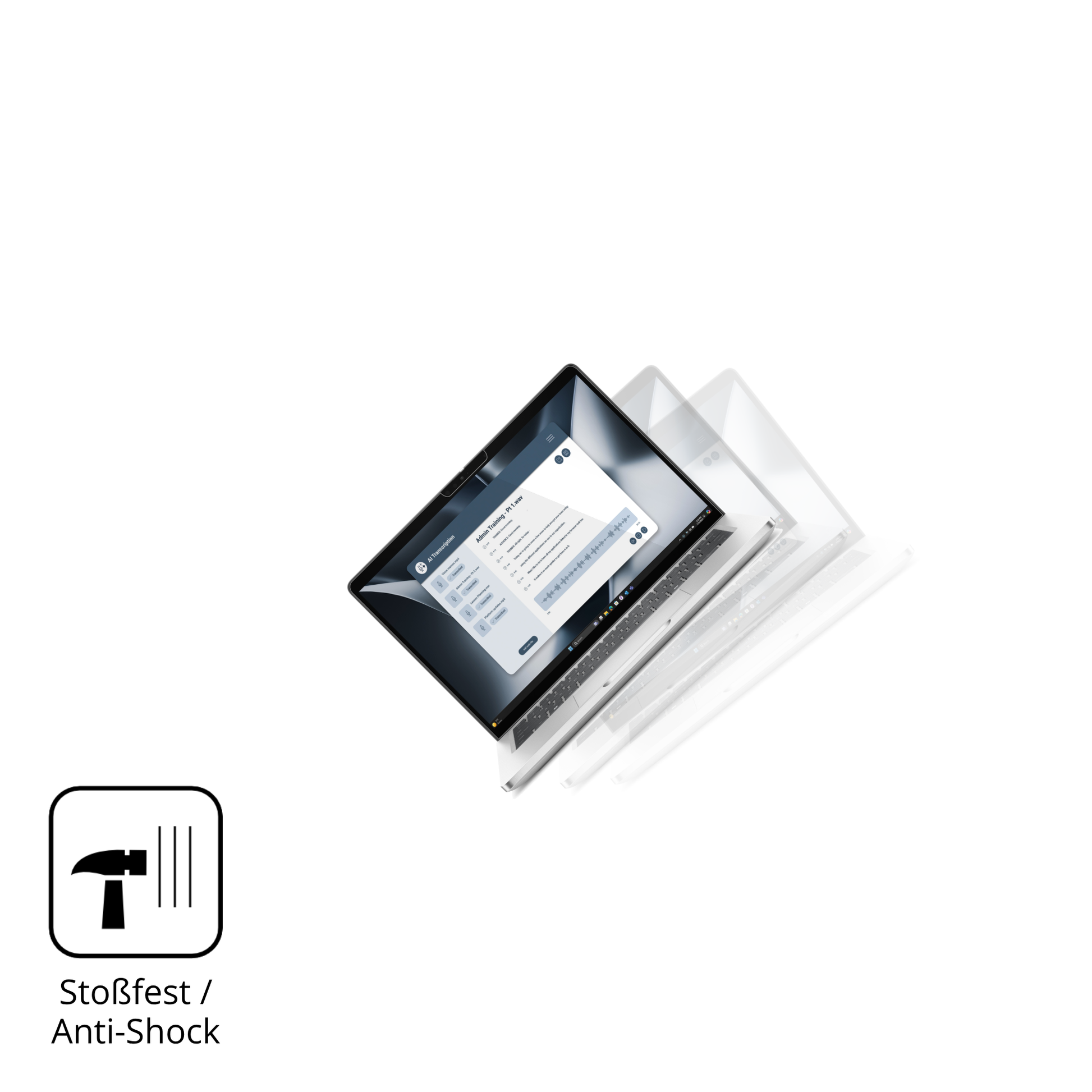 Schutz gegen Kratzer auf dem Dell Pro 13 Plus 2in1 Glas durch Schlüssel, Stöße gegen die Tischkante oder Stürze