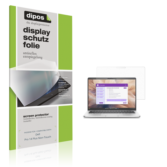Matte Displayschutzfolie von dipos passend für Dell Pro 14 Plus Non-Touch, präziser Zuschnitt und blasenfrei montiert