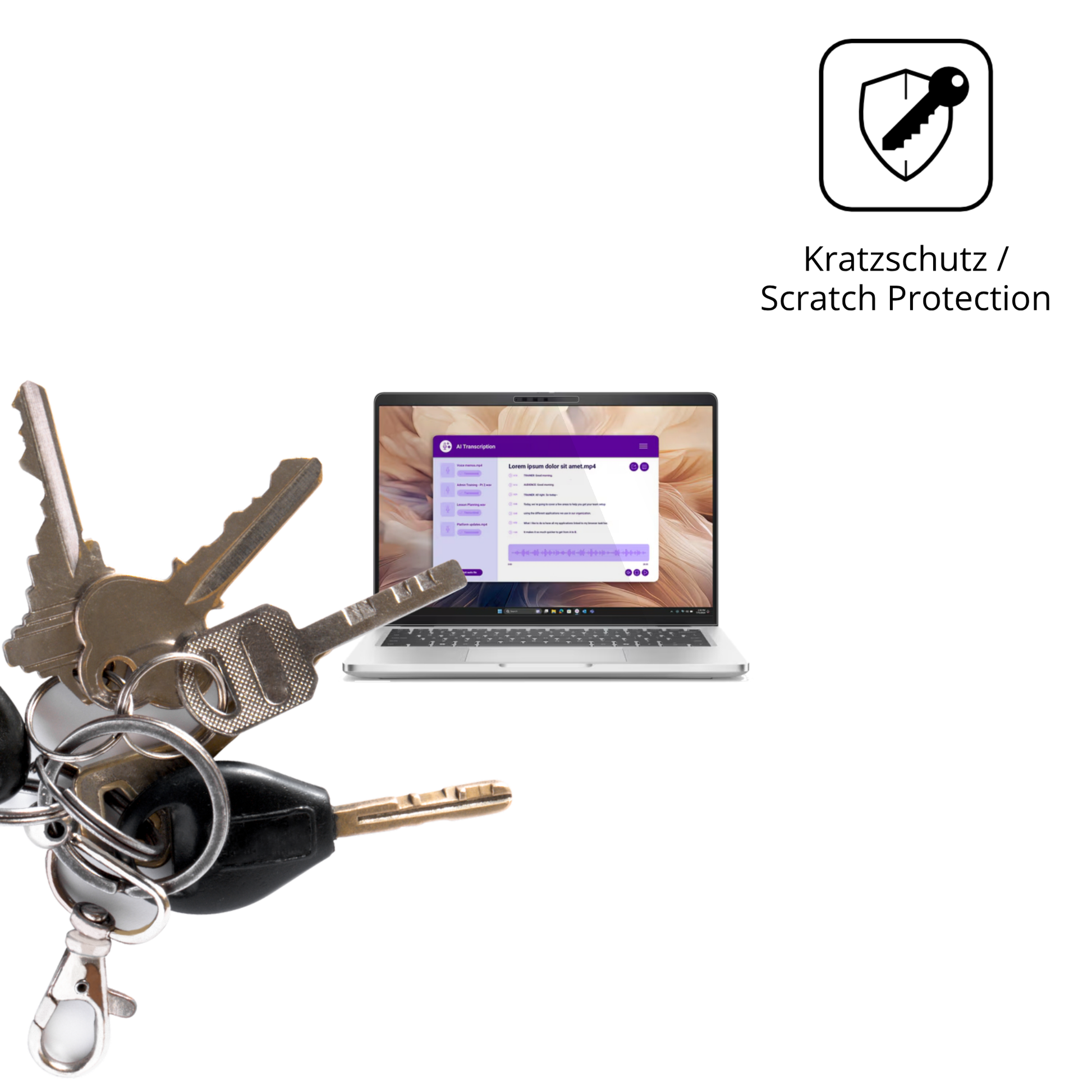 Schutz gegen Kratzer auf dem Dell Pro 14 Plus Non-Touch Glas durch Schlüssel oder Ähnliches