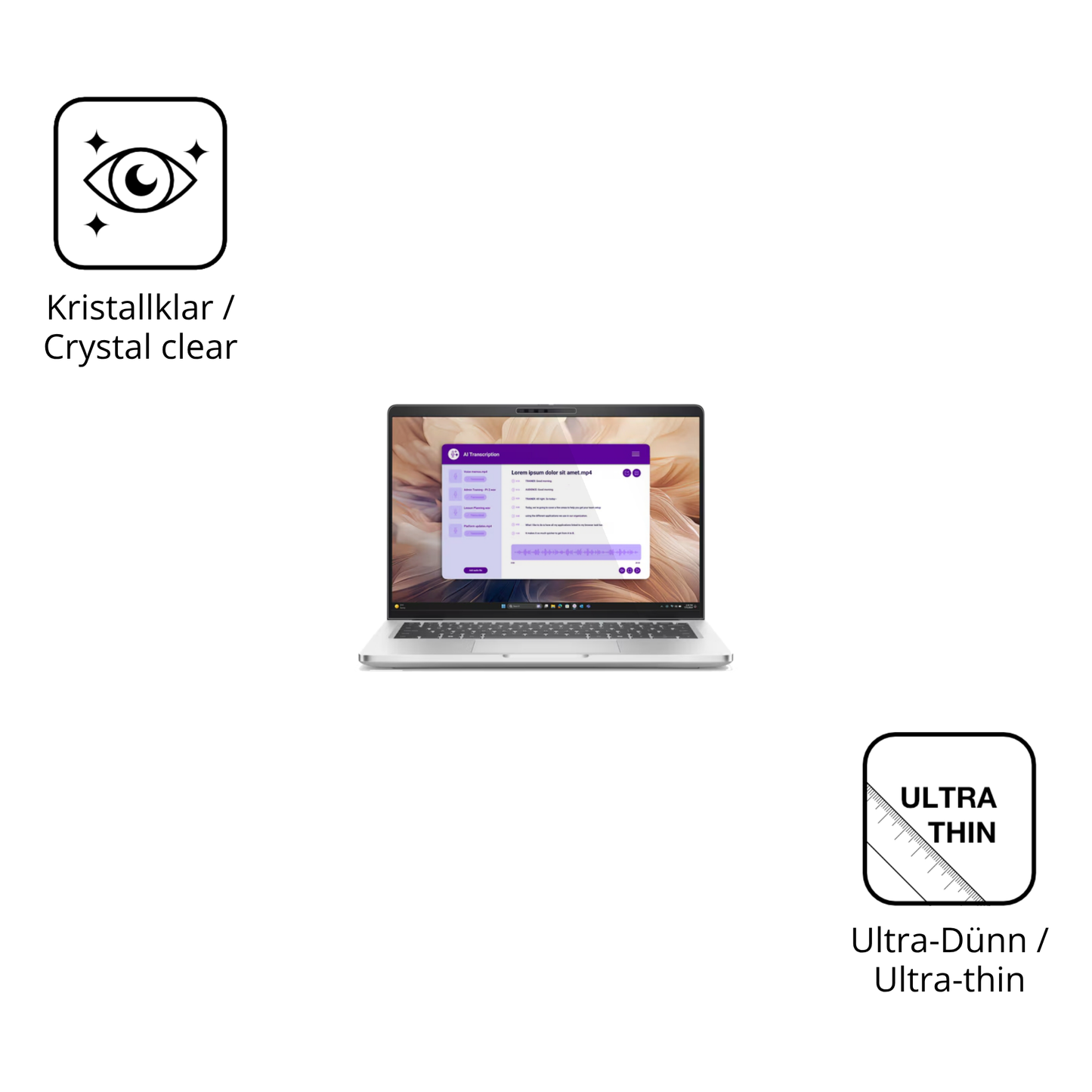 Dünne und klare Folie passend zugeschnitten für Dell Pro 14 Plus Non-Touch