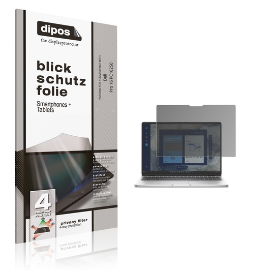 Blickschutzfolie von dipos passend für Dell Pro 16 PC16250, präziser Zuschnitt und blasenfrei montiert