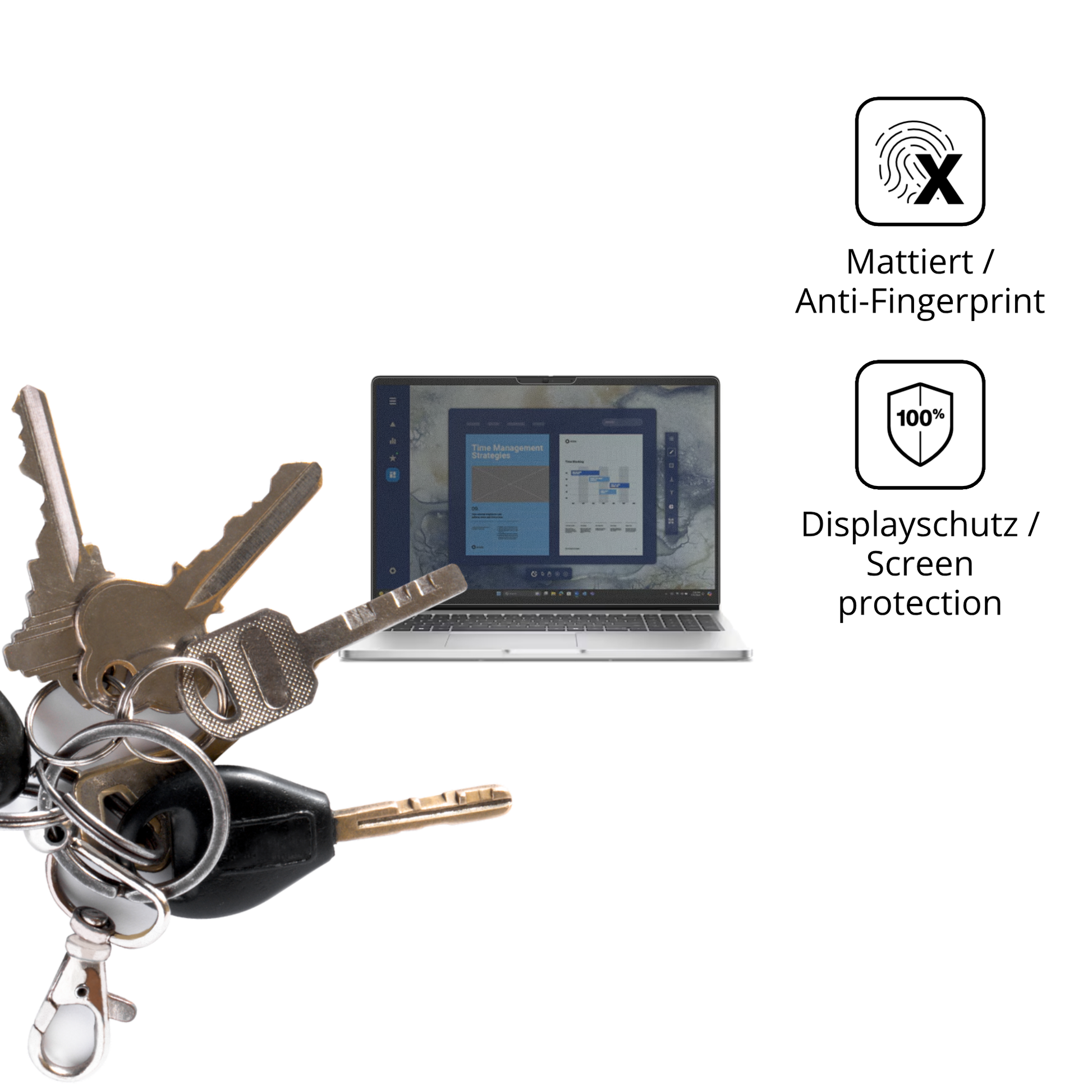 dipos Displayschutz für Dell Pro 16 PC16250, mattierte Oberfläche, Blickschutzfilter und perfekter Passform