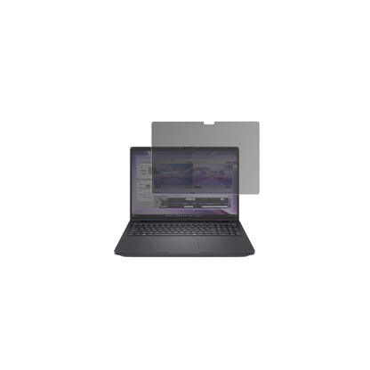 DellPro Max 16 MC16250 mit aufgebrachtem dipos Displayschutz, der seitliche Einblicke blockiert