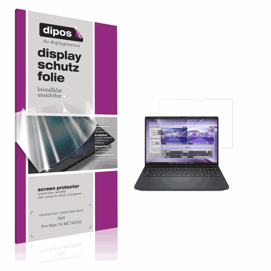 Klare Displayschutzfolie von dipos passend für Dell Pro Max 16 MC16250, präziser Zuschnitt und blasenfrei montiert
