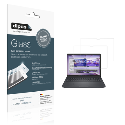 Klare Displayschutzfolie von dipos passend für Dell Pro Max 16 MC16250, 9H kratzfest und blasenfrei montiert