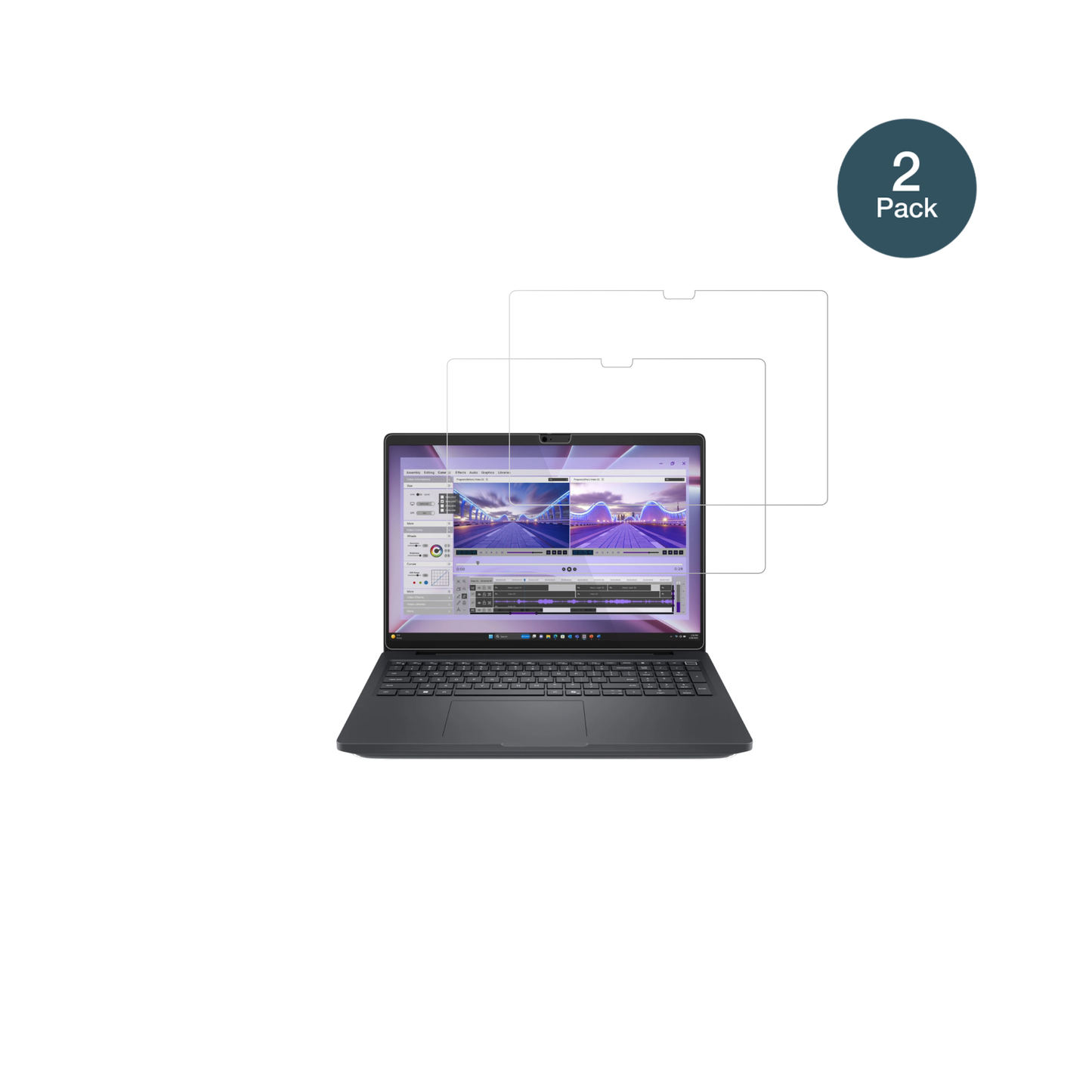 DellPro Max 16 MC16250 mit aufgebrachter dipos Flex Schutzfolie, glasklare Darstellung ohne Einschränkungen