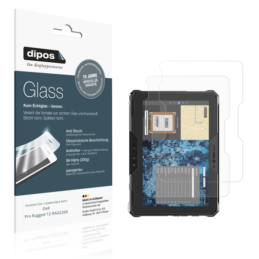 Matte Displayschutzfolie von dipos passend für dellpro rugged 12 ra02260, 9H kratzfest und blasenfrei montiert