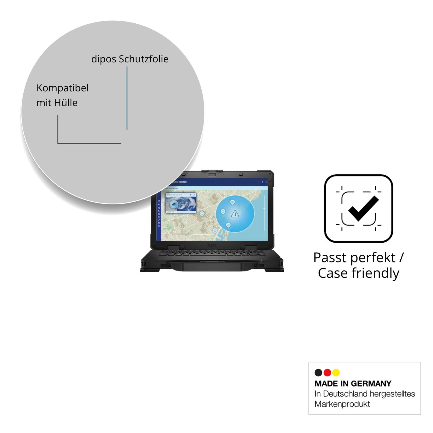 Schutzfolie mit optimaler Passform, zur Verwendung mit Hüllen geeignet