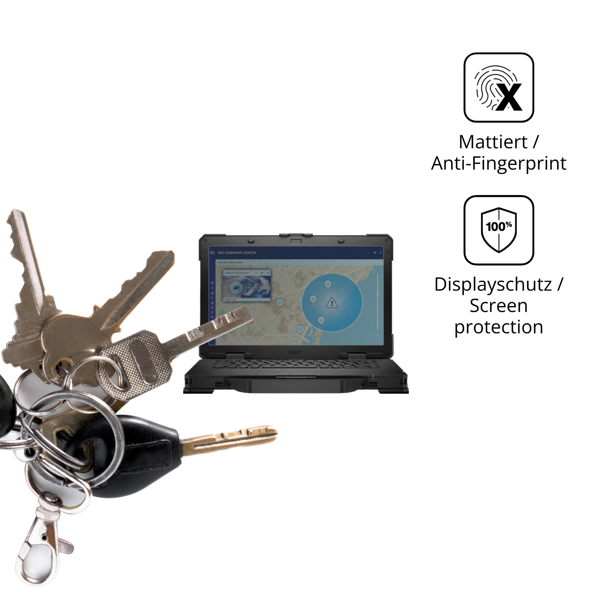 dipos Displayschutz für dellpro rugged 14 laptop, mattierte Oberfläche, Blickschutzfilter und perfekter Passform