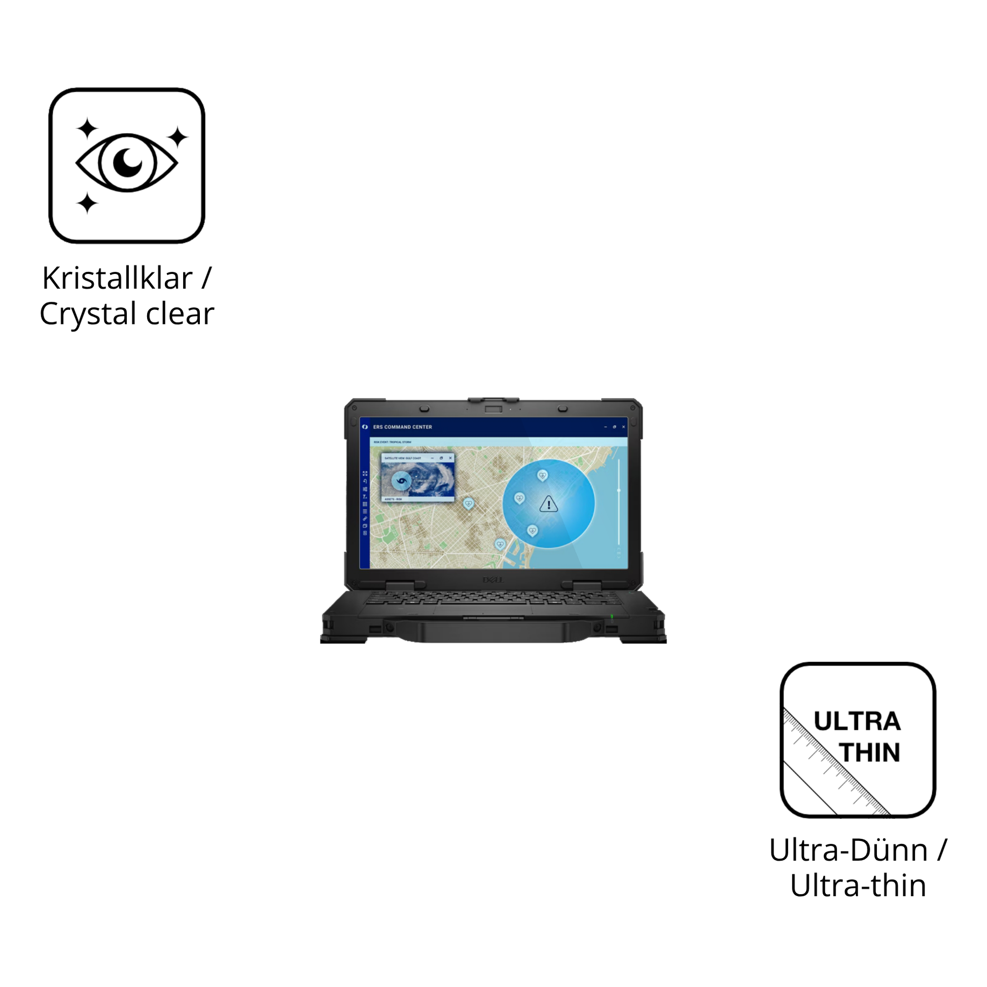 Dünne und klare Folie passend zugeschnitten für dellpro rugged 14 laptop