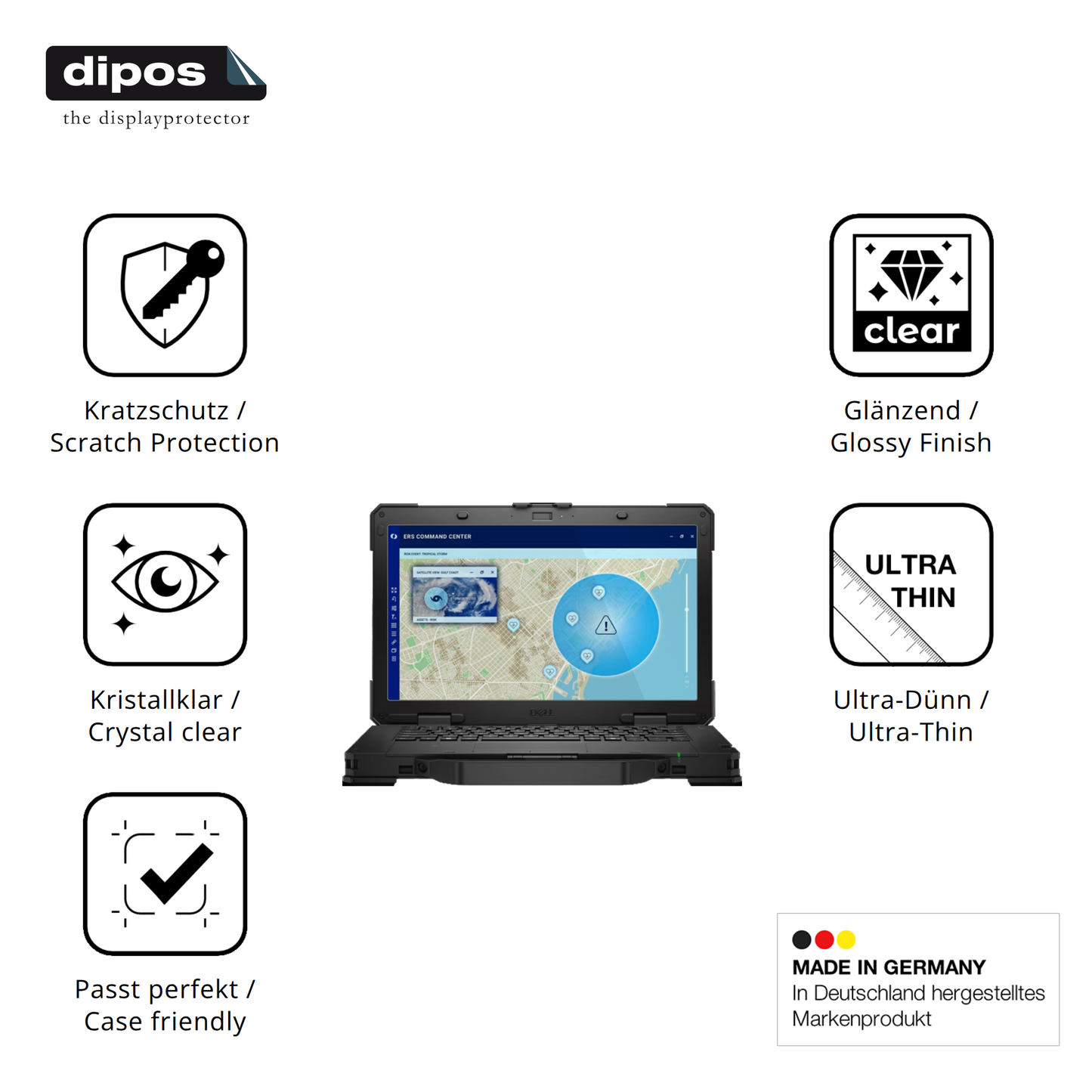 Displayschutz hergestellt in Deutschland, höchste Qualität made in Germany