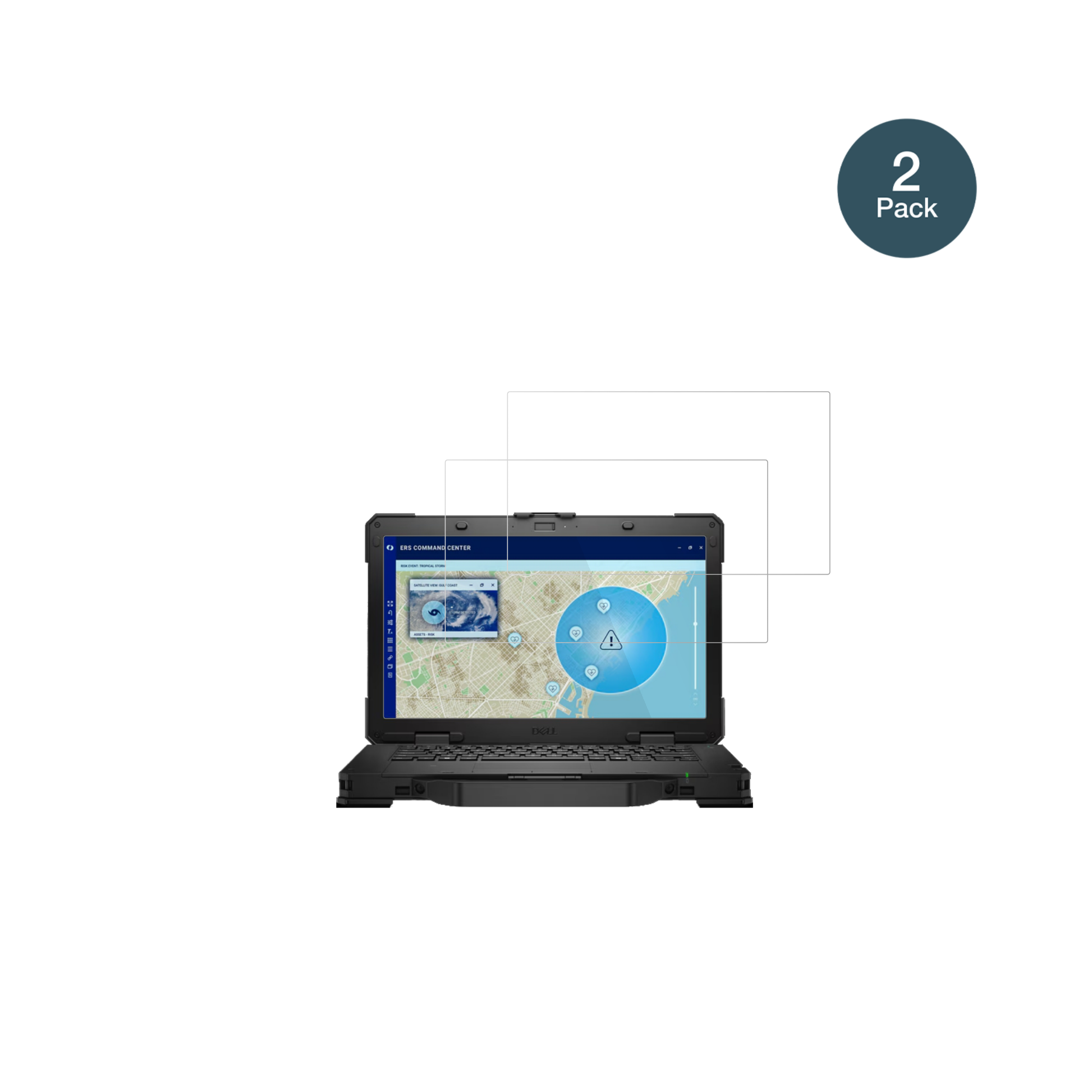 dellpro rugged 14 laptop mit aufgebrachter dipos Flex Schutzfolie, glasklare Darstellung ohne Einschränkungen