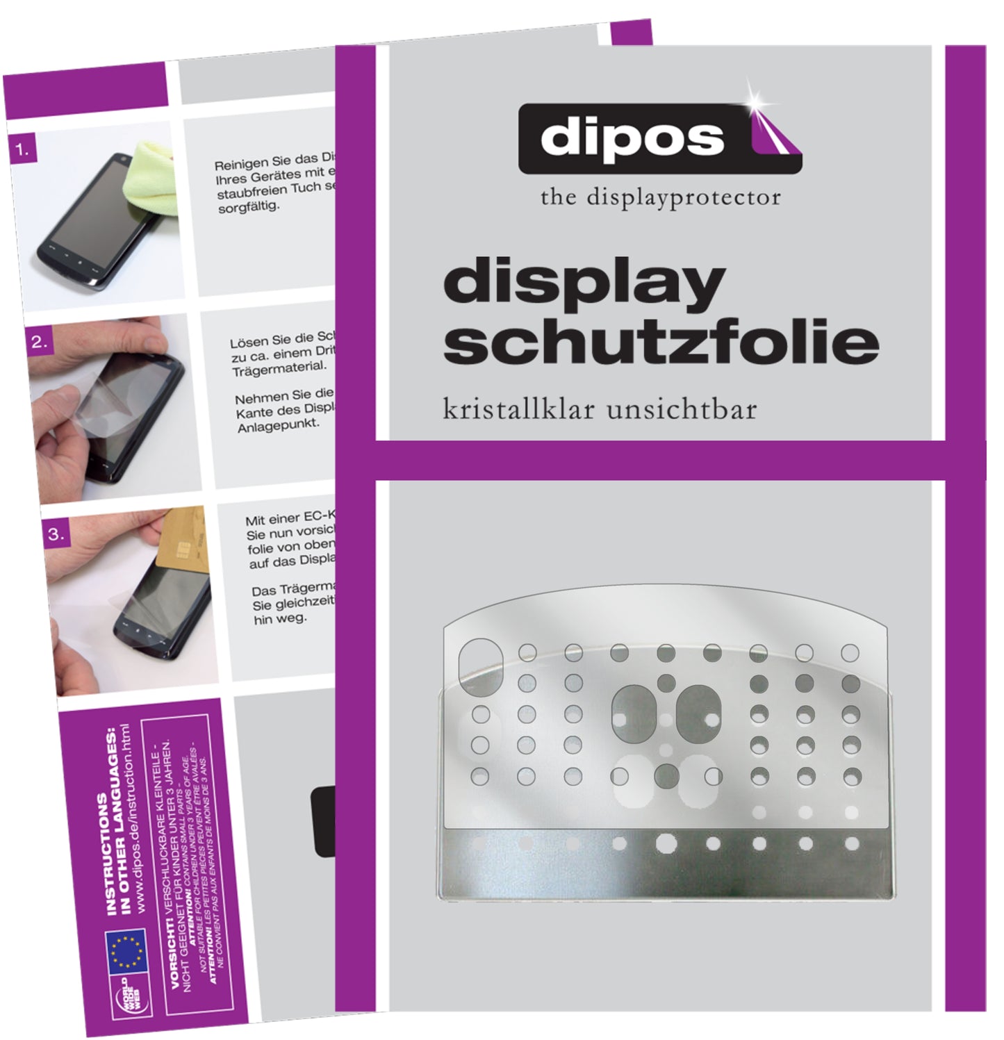 Klare Displayschutzfolie von dipos passend für De Longhi ECAM 21.116 Tropfblech, präziser Zuschnitt und blasenfrei montiert