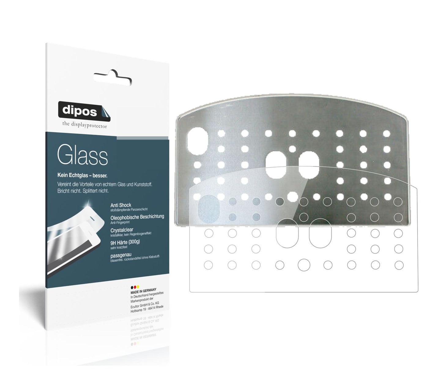 dipos 2x 9H Clear Screen Protector for De Longhi ECAM 21.117 Tropfblech