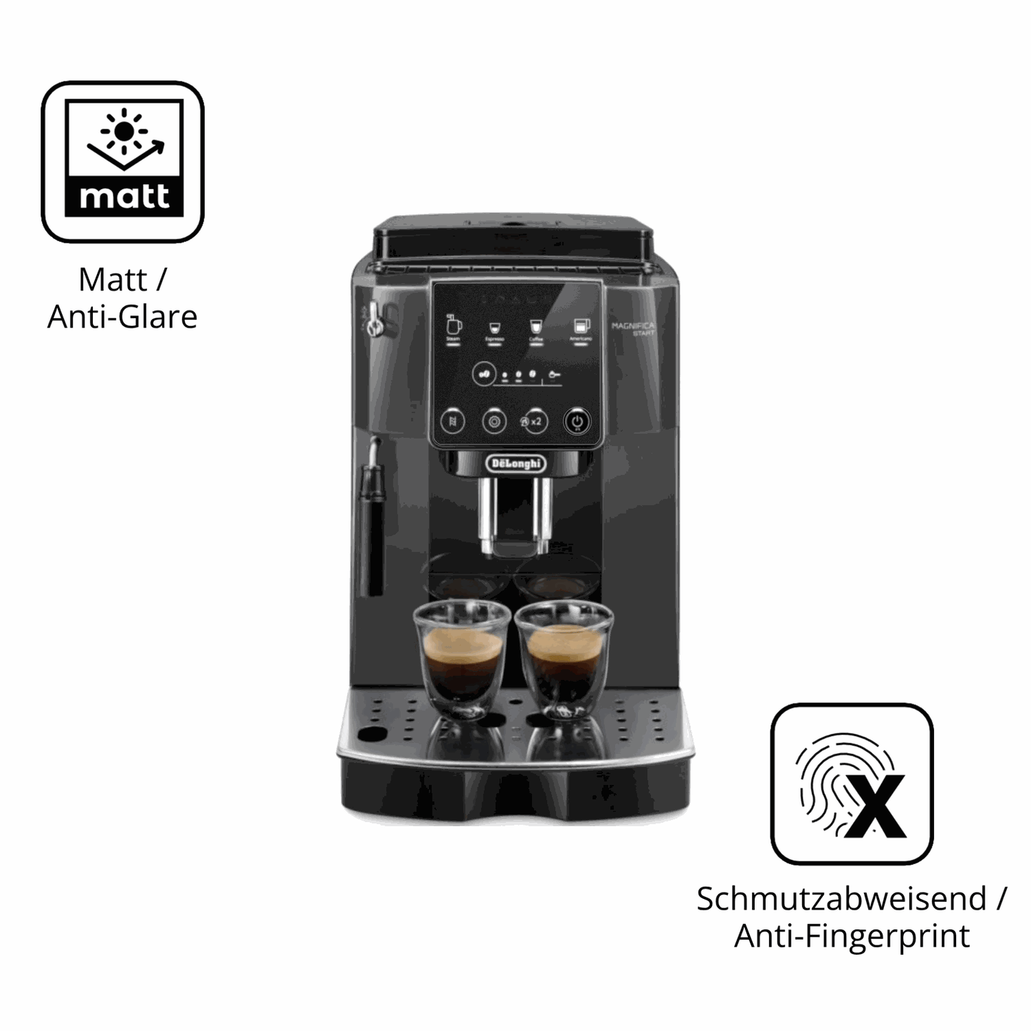 Dünne und entspiegelnde Folie passend zugeschnitten für De Longhi Magnifica Start ECAM 220.22.GB