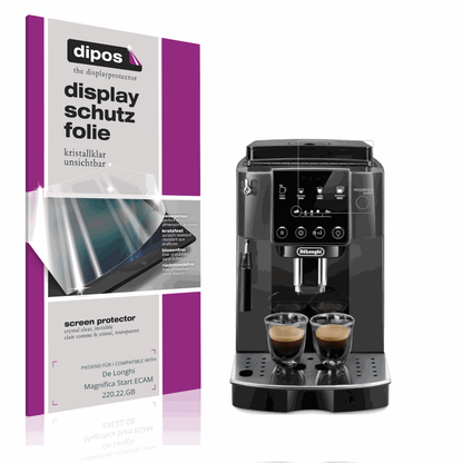 Klare Displayschutzfolie von dipos passend für De Longhi Magnifica Start ECAM 220.22.GB, präziser Zuschnitt und blasenfrei montiert