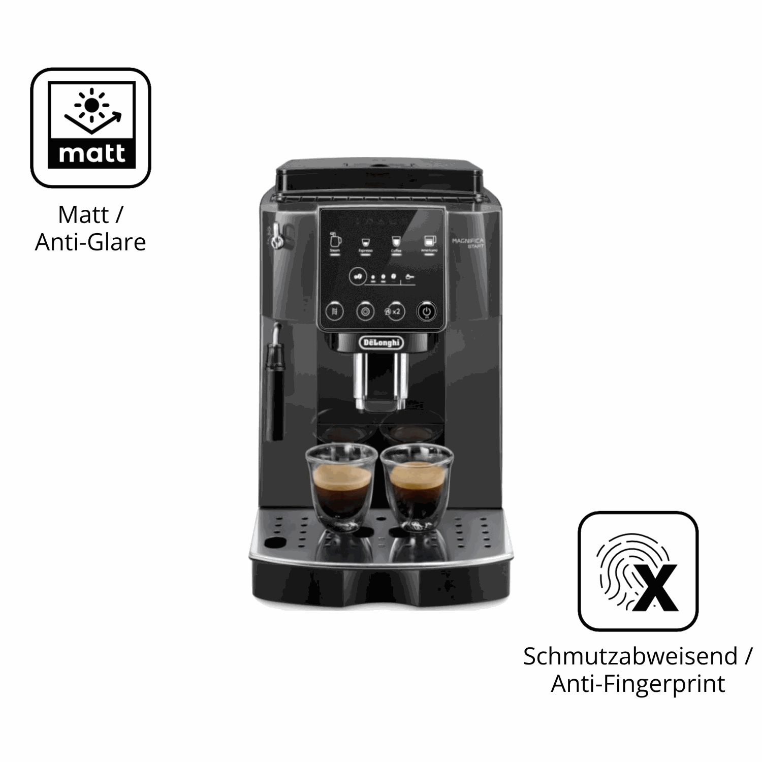 9H Hartbeschichtete, flexible Folie passend zugeschnitten für De Longhi Magnifica Start ECAM 220.22.GB