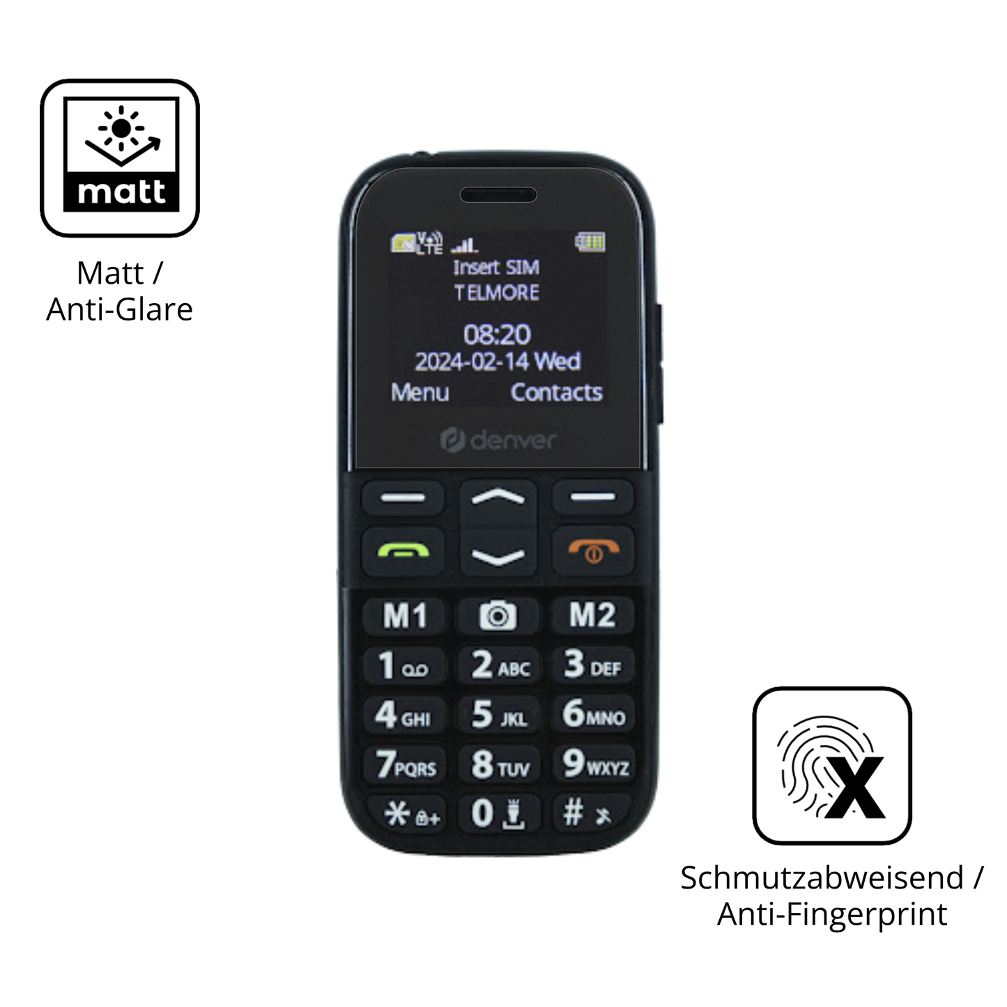 Dünne und entspiegelnde Folie passend zugeschnitten für Denver BAS-18500M