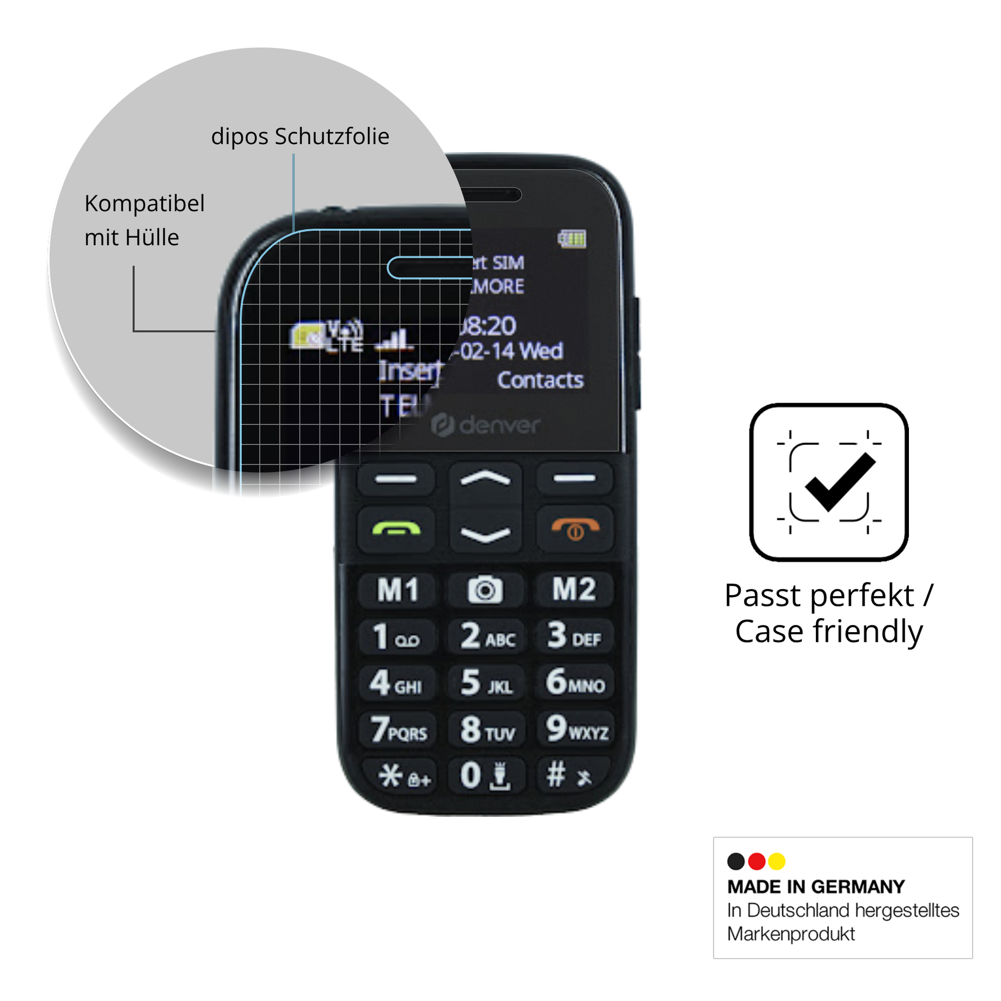 Schutzfolie mit optimaler Passform, zur Verwendung mit Hüllen geeignet