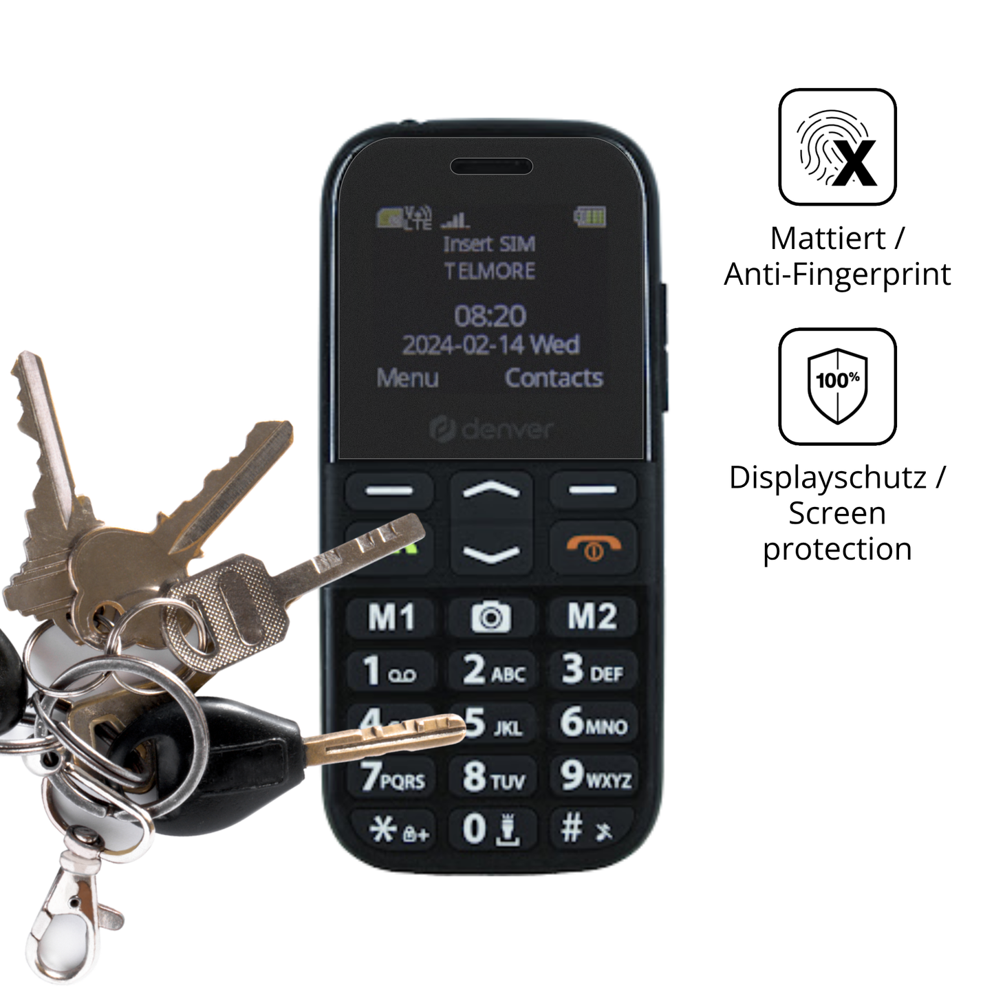 dipos Displayschutz für Denver BAS-18500M, mattierte Oberfläche, Blickschutzfilter und perfekter Passform