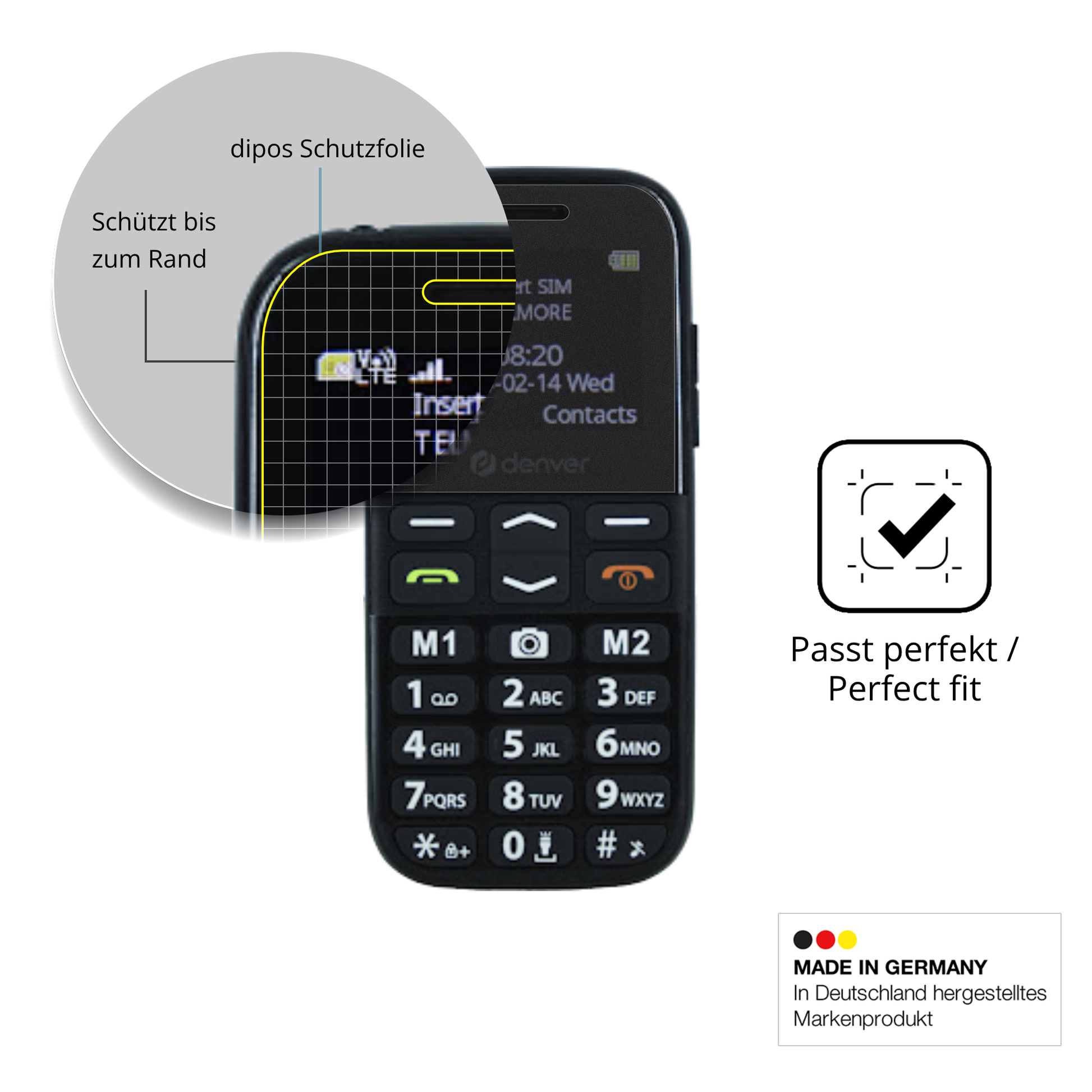 Schutz gegen Kratzer auf dem Denver BAS-18600L Glas durch Schlüssel oder Ähnliches