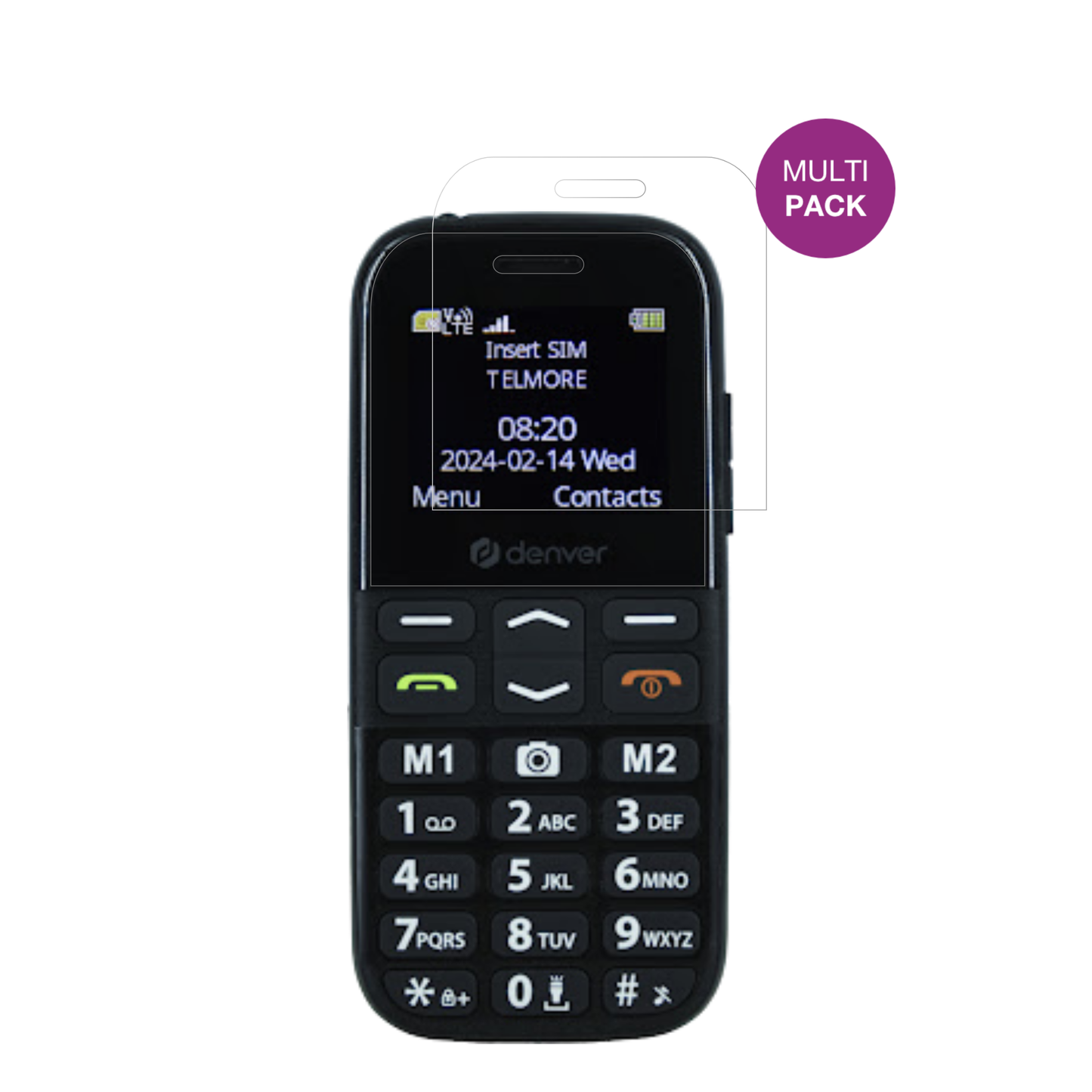 DenverBAS-18500M mit aufgebrachter dipos Displayschutzfolie, glasklare Darstellung ohne Einschränkungen