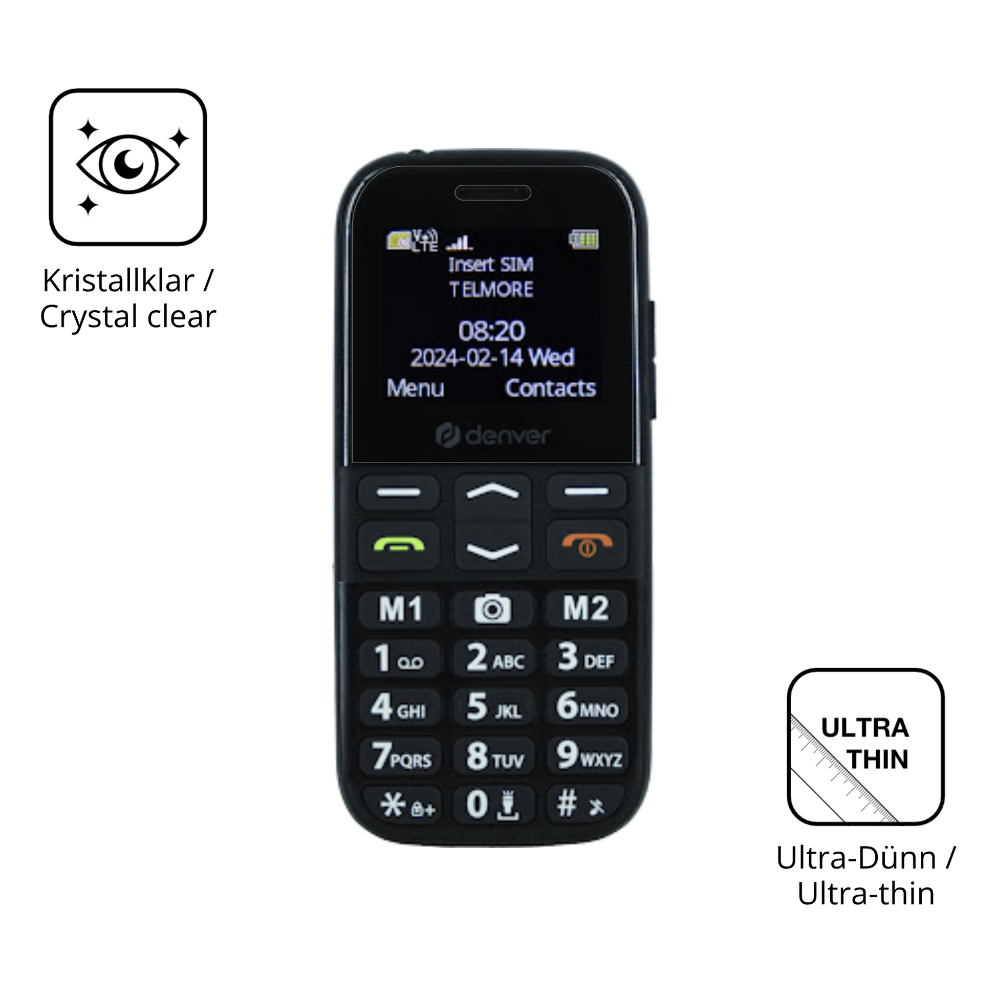 Dünne und klare Folie passend zugeschnitten für Denver BAS-18500M