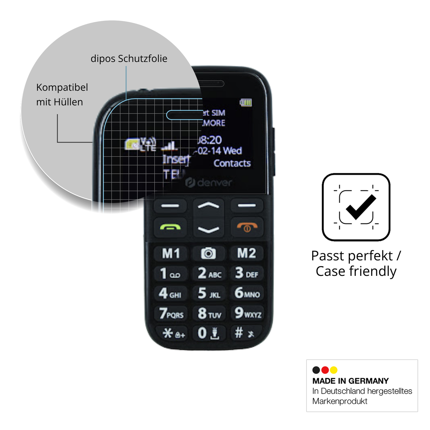Schutzfolie mit optimaler Passform, zur Verwendung mit Hüllen geeignet