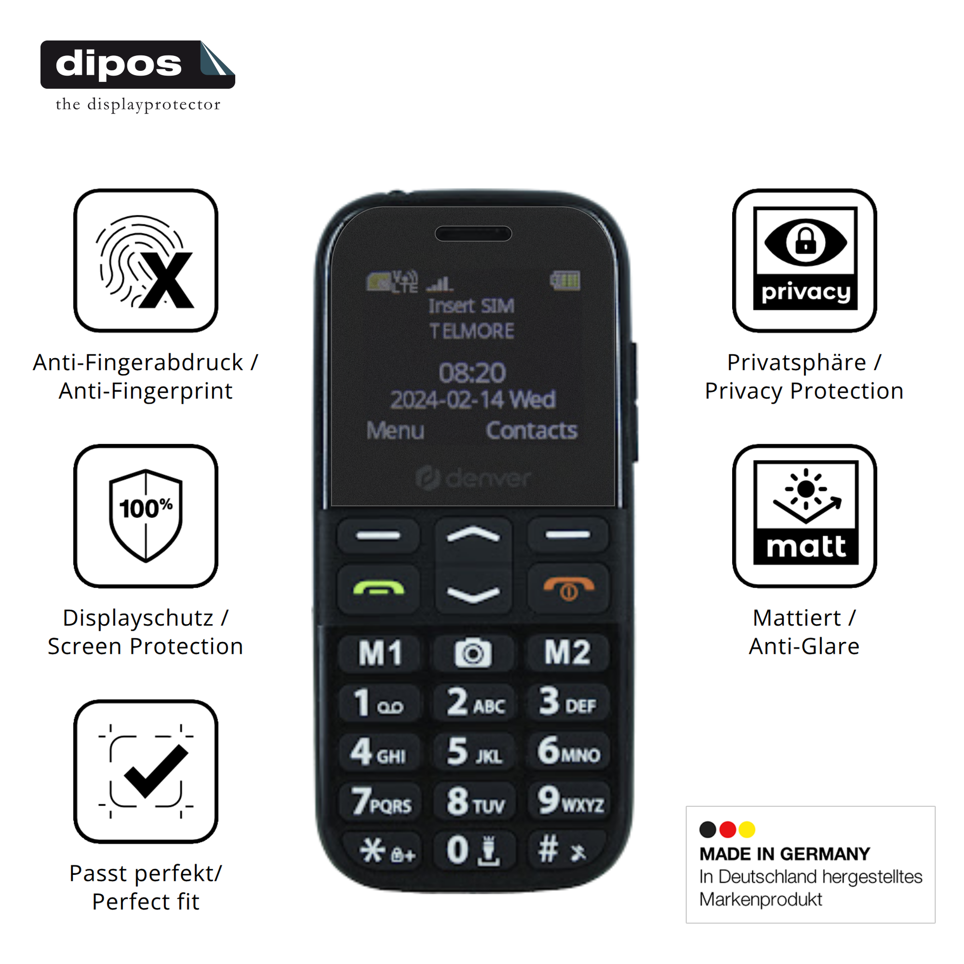 Privatsphäre-Schutz durch Sichtschutz-Folie passend zugeschnitten für Denver BAS-18600L