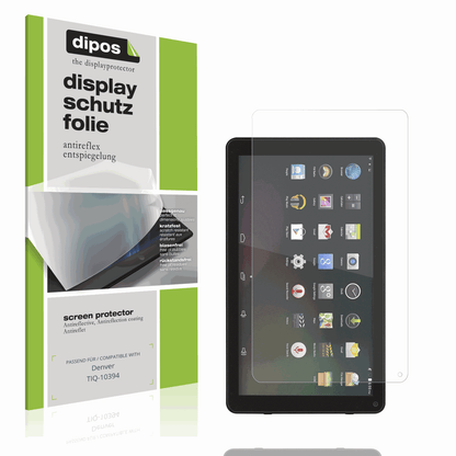 Matte Displayschutzfolie von dipos passend für Denver TIQ-10394, präziser Zuschnitt und blasenfrei montiert