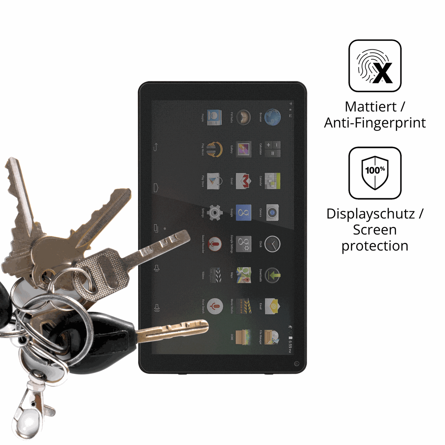 dipos Displayschutz für Denver TIQ-10394, mattierte Oberfläche, Blickschutzfilter und perfekter Passform