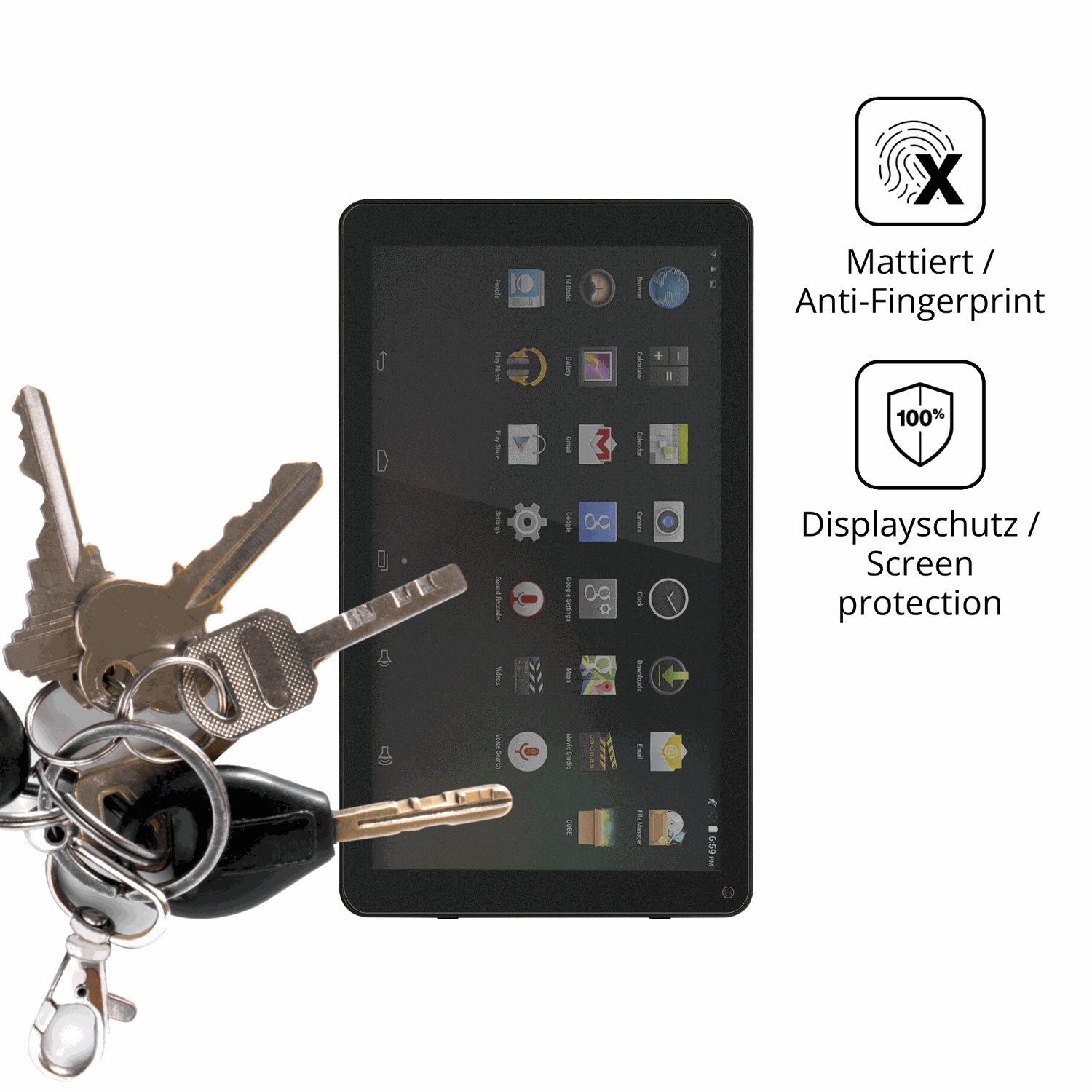 dipos Displayschutz für Denver TIQ-10394, mattierte Oberfläche, Blickschutzfilter und perfekter Passform