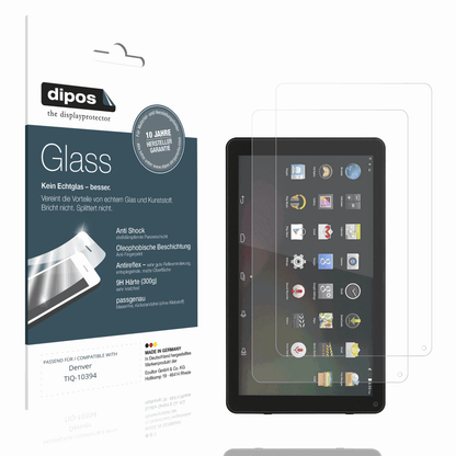 Matte Displayschutzfolie von dipos passend für Denver TIQ-10394, 9H kratzfest und blasenfrei montiert