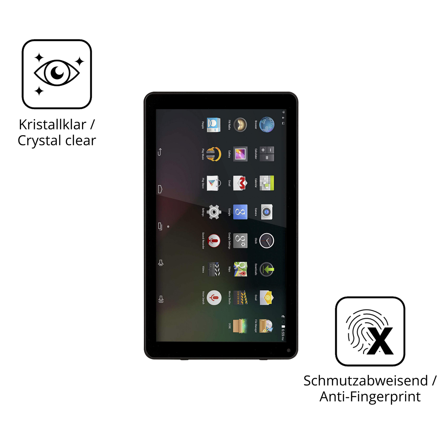 Flexible TPU-Folie passend zugeschnitten für Denver TIQ-10394, vollständige Abdeckung