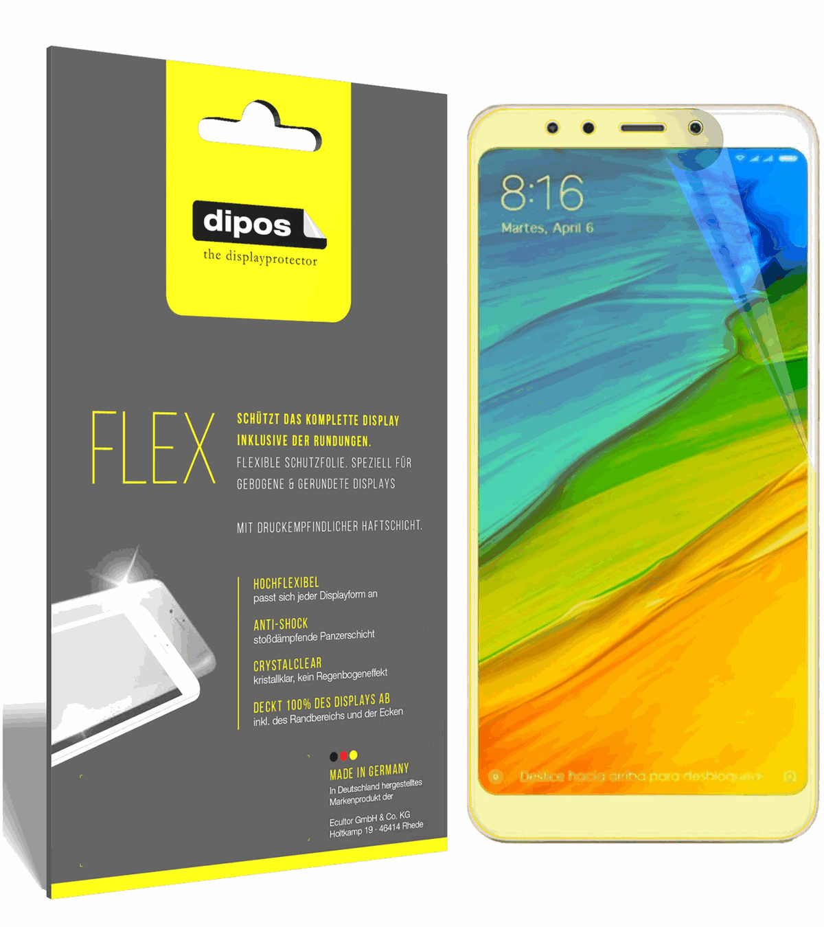 3x Screen Protector for Xiaomi Redmi 5 Plus Protective Film covers 100% Flex
