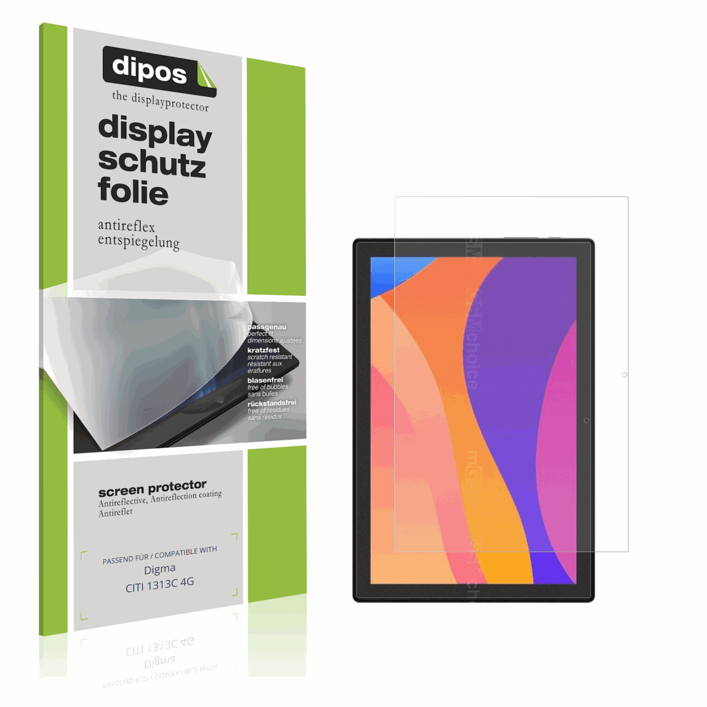 Matte Displayschutzfolie von dipos passend für Digma CITI 1313C 4G, präziser Zuschnitt und blasenfrei montiert