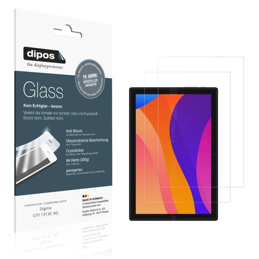 Klare Displayschutzfolie von dipos passend für Digma CITI 1313C 4G, 9H kratzfest und blasenfrei montiert