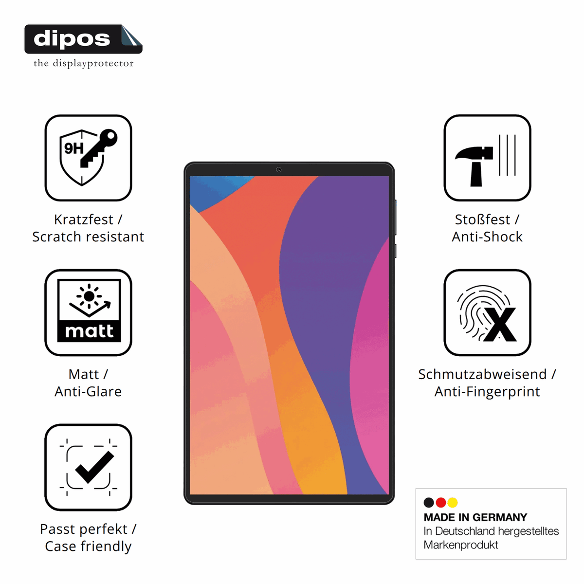 PockamP11 Pro mit aufgebrachter dipos Displayschutzfolie, die lästige Fingerabdrücke minimiert