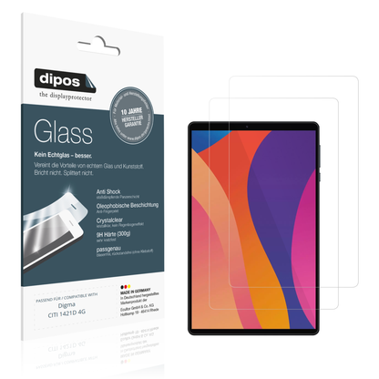 Klare Displayschutzfolie von dipos passend für Digma CITI 1421D 4G, 9H kratzfest und blasenfrei montiert