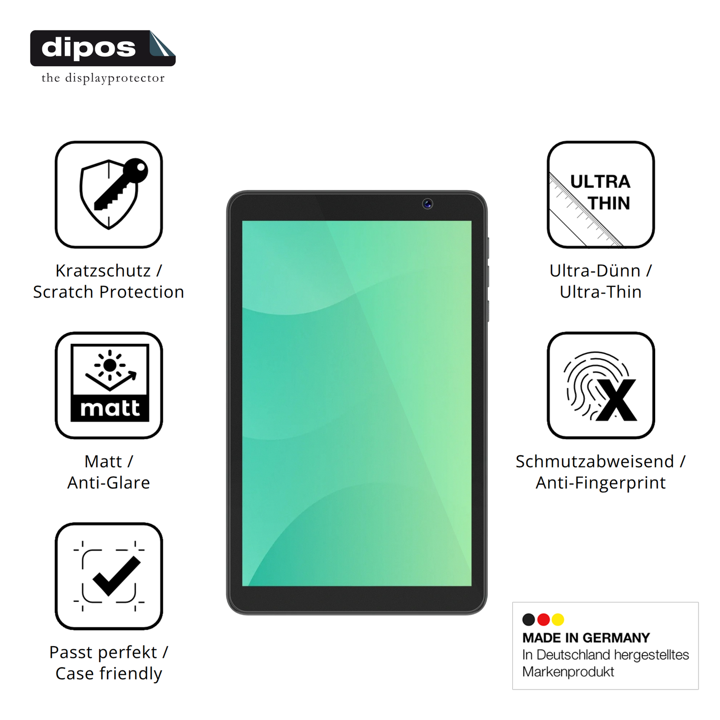 Displayschutz hergestellt in Deutschland, höchste Qualität made in Germany