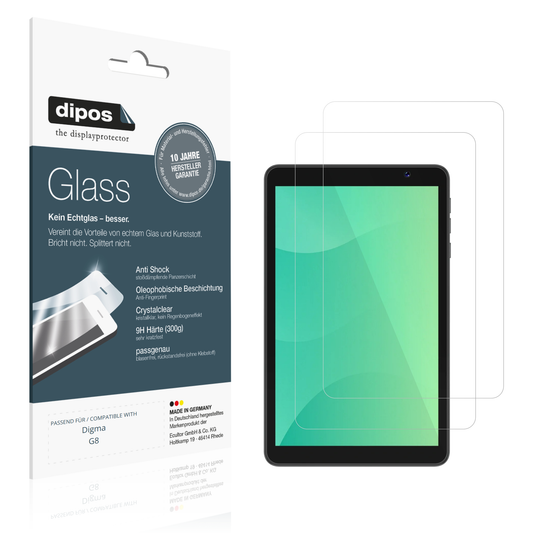 Klare Displayschutzfolie von dipos passend für Digma G8, 9H kratzfest und blasenfrei montiert
