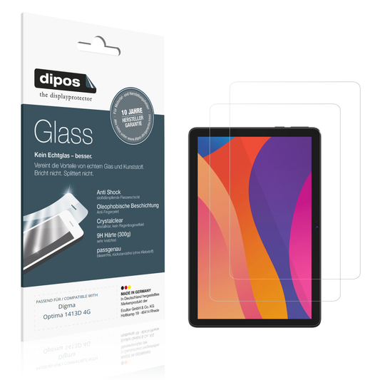 Klare Displayschutzfolie von dipos passend für Digma Optima 1413D 4G, 9H kratzfest und blasenfrei montiert