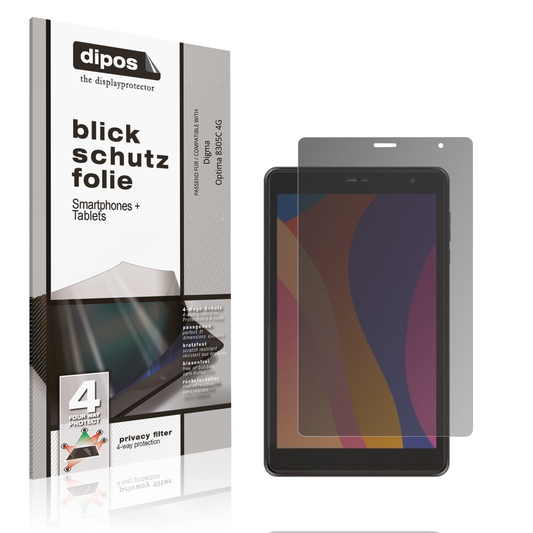 Blickschutzfolie von dipos passend für Digma Optima 8305C 4G, präziser Zuschnitt und blasenfrei montiert