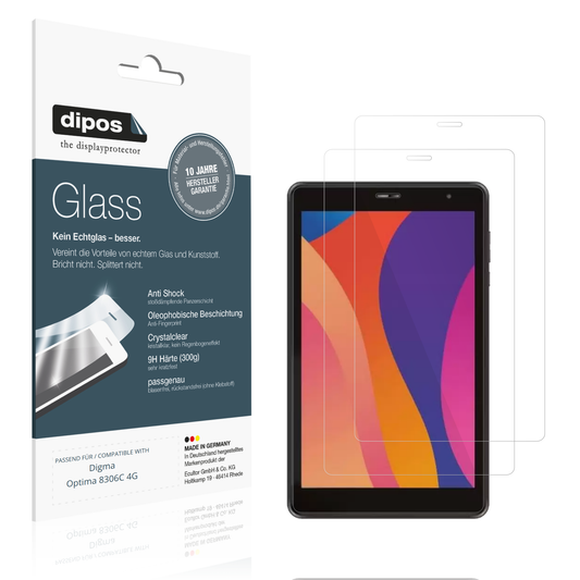 Klare Displayschutzfolie von dipos passend für Digma Optima 8306C 4G, 9H kratzfest und blasenfrei montiert