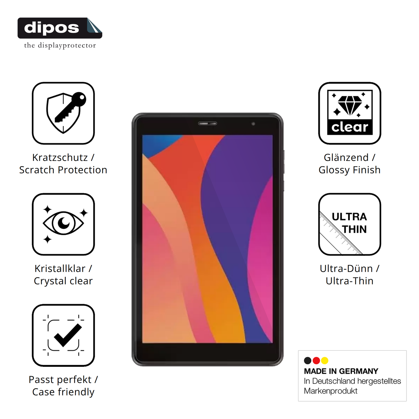 Displayschutz hergestellt in Deutschland, höchste Qualität made in Germany