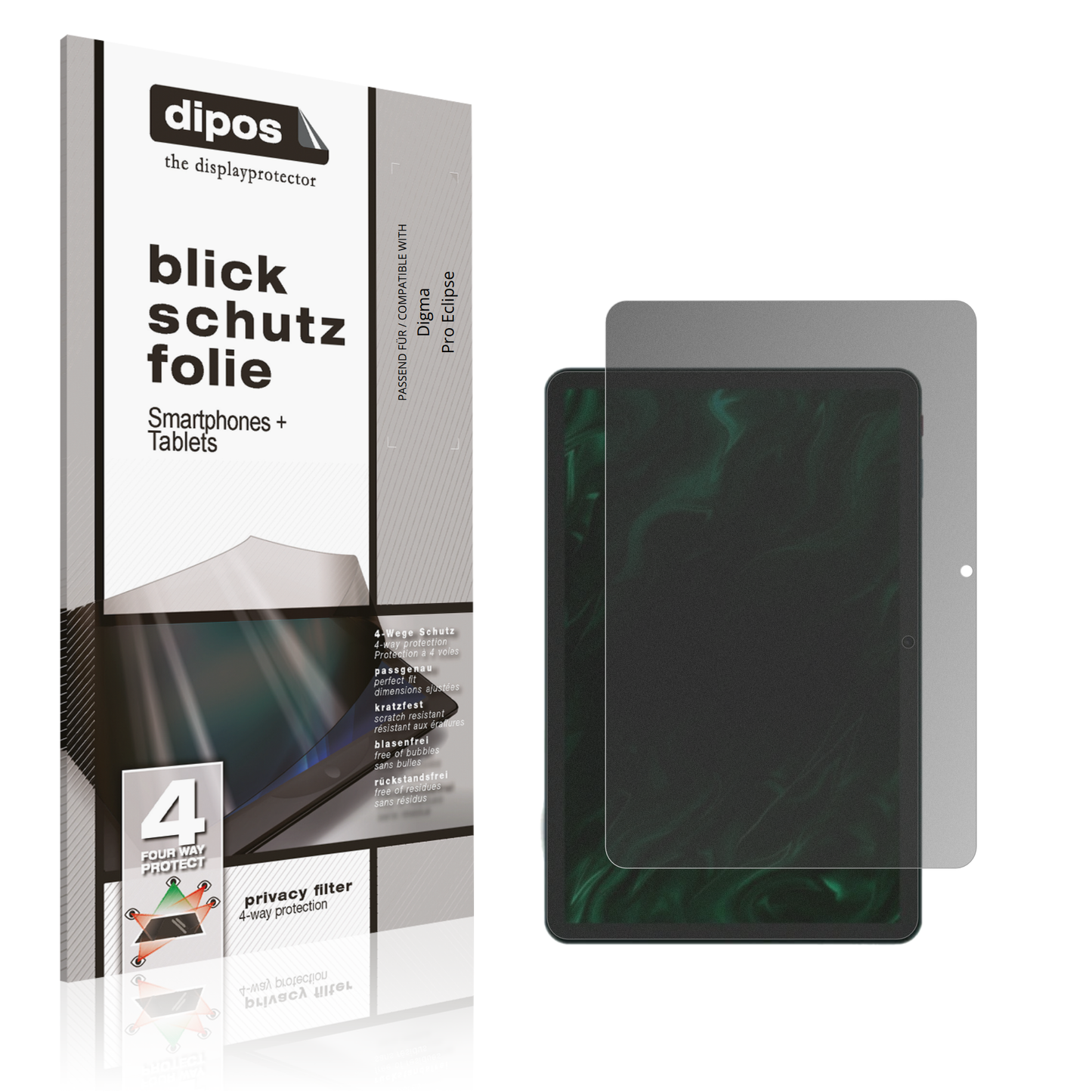 Blickschutzfolie von dipos passend für Digma Pro Eclipse, präziser Zuschnitt und blasenfrei montiert