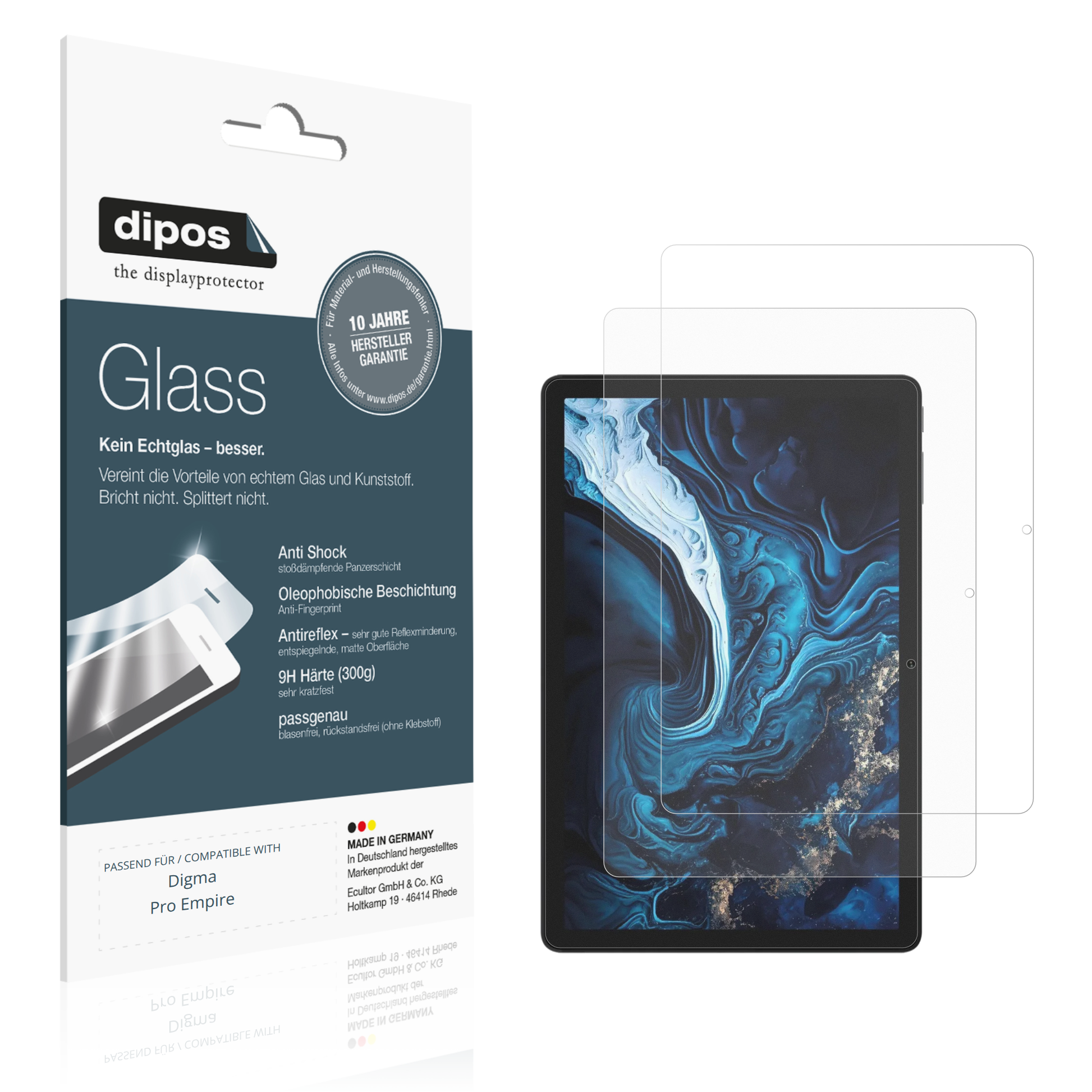 Matte Displayschutzfolie von dipos passend für Digma Pro Empire, 9H kratzfest und blasenfrei montiert