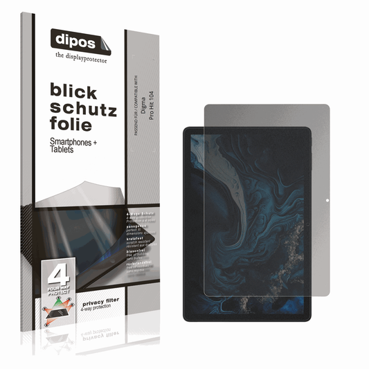 Blickschutzfolie von dipos passend für Digma Pro Hit 104, präziser Zuschnitt und blasenfrei montiert
