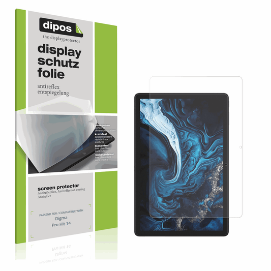 Matte Displayschutzfolie von dipos passend für Digma Pro Hit 14, präziser Zuschnitt und blasenfrei montiert